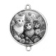 Connecteur Cabochon Argent - chat