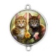 Connecteur Cabochon Argent - chat