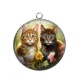 Pendentif Cabochon Argent - chat