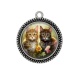 Pendentif Cabochon Argent - chat
