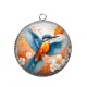 Pendentif Cabochon Argent - oiseaux