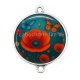 Connecteur Cabochon Argent - coquelicot