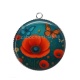 Pendentif Cabochon Argent - coquelicot