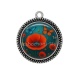 Pendentif Cabochon Argent - coquelicot