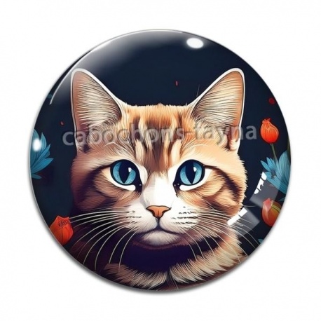 Cabochon Verre - chat
