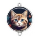 Connecteur Cabochon Argent - chat