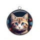 Pendentif Cabochon Argent - chat