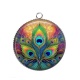 Pendentif Cabochon Argent - plume de paon