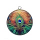 Pendentif Cabochon Argent - plume de paon