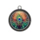 Pendentif Cabochon Argent - plume de paon