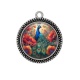 Pendentif Cabochon Argent - paon coquelicot