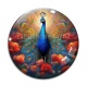 Cabochon Verre - paon coquelicot