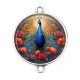 Connecteur Cabochon Argent - paon coquelicot
