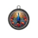 Pendentif Cabochon Argent - paon coquelicot