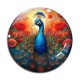 Cabochon Verre - paon coquelicot