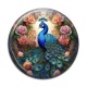 Cabochon Résine - paon avec fleur rose