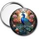 Miroir de poche - paon avec fleur rose