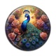 Cabochon Résine - paon avec fleur rose