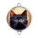 Connecteur Cabochon Argent - chat