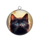 Pendentif Cabochon Argent - chat