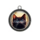 Pendentif Cabochon Argent - chat