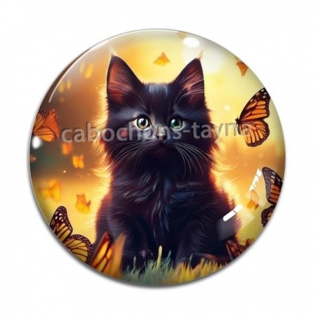 Cabochon Verre - chat