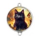 Connecteur Cabochon Argent - chat