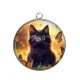 Pendentif Cabochon Argent - chat
