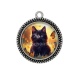 Pendentif Cabochon Argent - chat