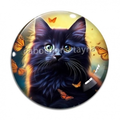 Cabochon Verre - chat