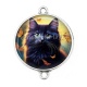 Connecteur Cabochon Argent - chat