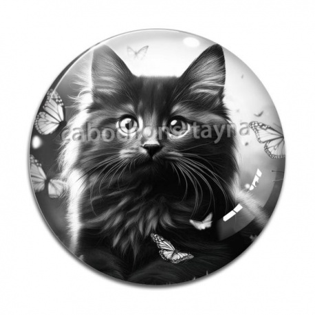 Cabochon Verre - chat