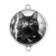 Connecteur Cabochon Argent - chat