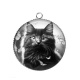 Pendentif Cabochon Argent - chat