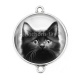 Connecteur Cabochon Argent - chat