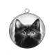 Pendentif Cabochon Argent - chat