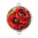 Connecteur Cabochon Argent - coquelicot