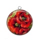 Pendentif Cabochon Argent - coquelicot