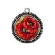 Pendentif Cabochon Argent - coquelicot