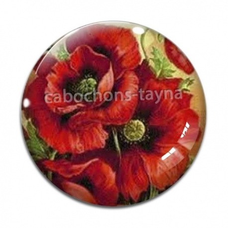 Cabochon Verre - coquelicot