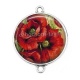 Connecteur Cabochon Argent - coquelicot