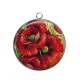 Pendentif Cabochon Argent - coquelicot
