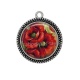 Pendentif Cabochon Argent - coquelicot