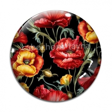 Cabochon Verre - coquelicot