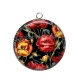 Pendentif Cabochon Argent - coquelicot