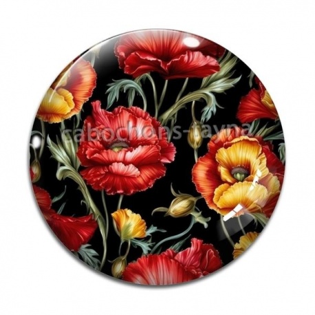 Cabochon Verre - coquelicot