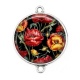 Connecteur Cabochon Argent - coquelicot