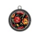 Pendentif Cabochon Argent - coquelicot