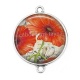 Connecteur Cabochon Argent - coquelicot