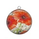 Pendentif Cabochon Argent - coquelicot
